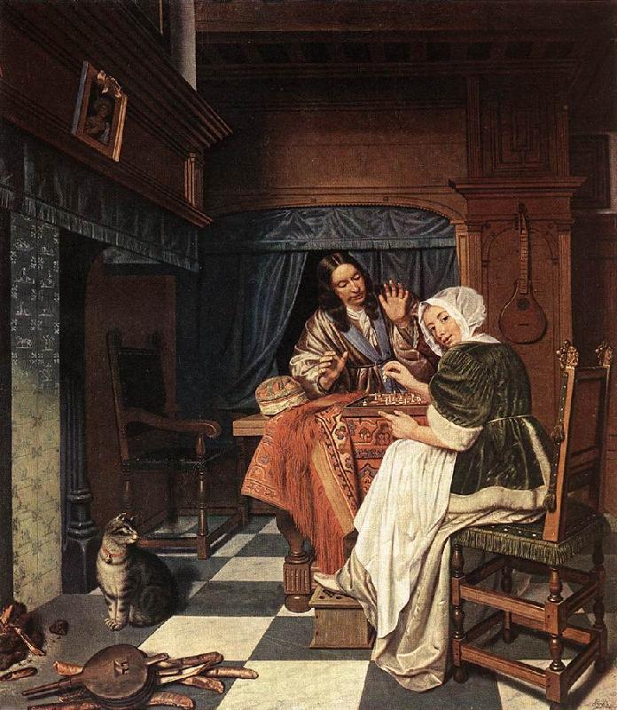 MAN, Cornelis de The Chess Players s Norge oil painting art